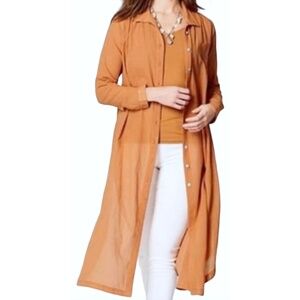 J. Jill Cinnamon Long Shirttail Button Down Tunic Blouse